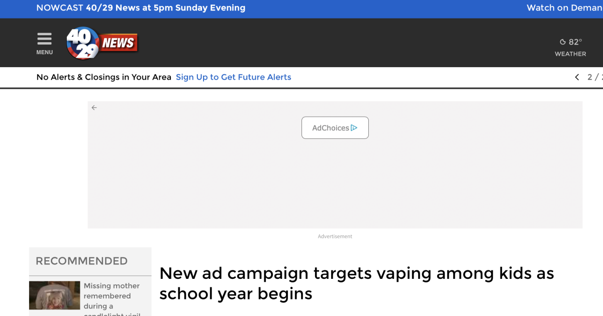 美国肺脏协会称美国约有200万年轻人吸电子烟