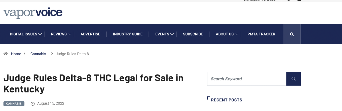 美国肯塔州法官裁定THC合法