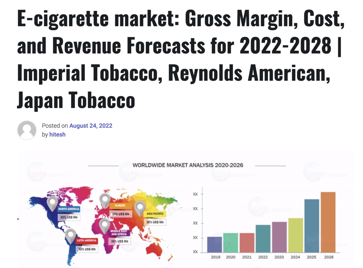 2022-2028 年电子烟市场预测