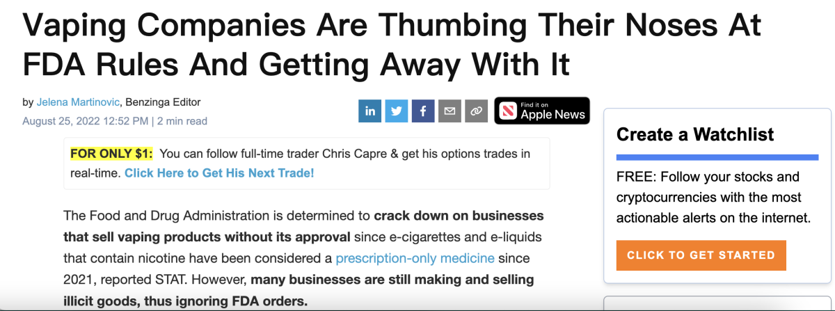 美国电子烟公司对 FDA 的规定嗤之以鼻