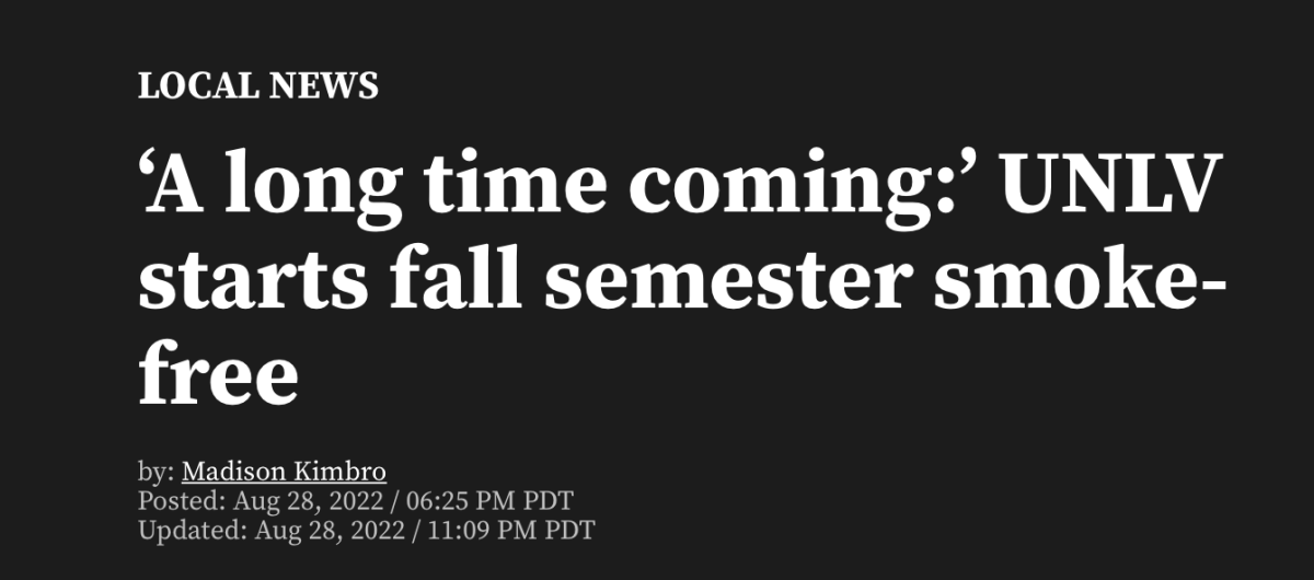 美国内华达大学拉斯维加斯分校今秋启动无烟校园