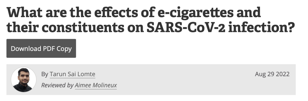 美国正研究电子烟气溶胶对新冠病毒感染的影响