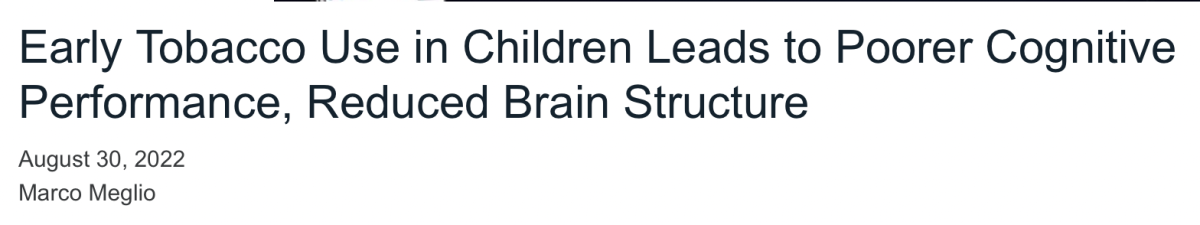 美国研究称儿童吸烟会影响认知水平和大脑结构