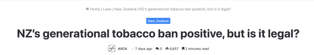 新西兰吸烟率减半:传统吸烟者转向电子烟