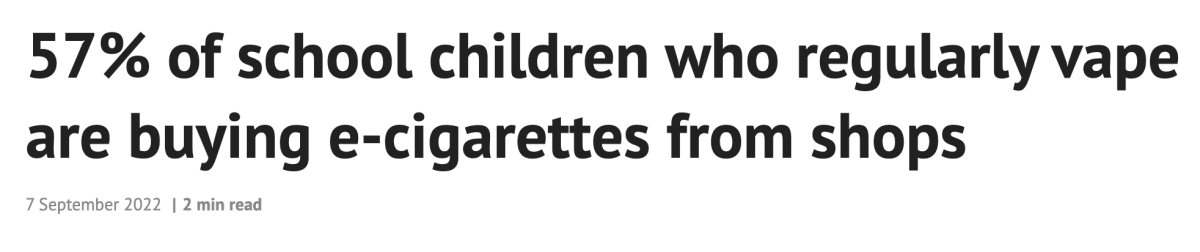 英格兰11 至 15 岁未成年人中有 9%使用电子烟