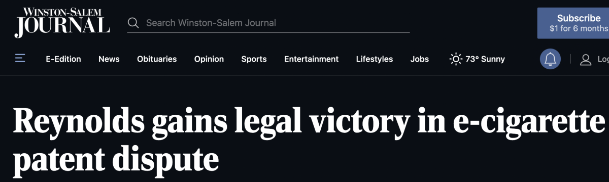 雷诺在与菲莫国际的电子烟专利纠纷中胜诉