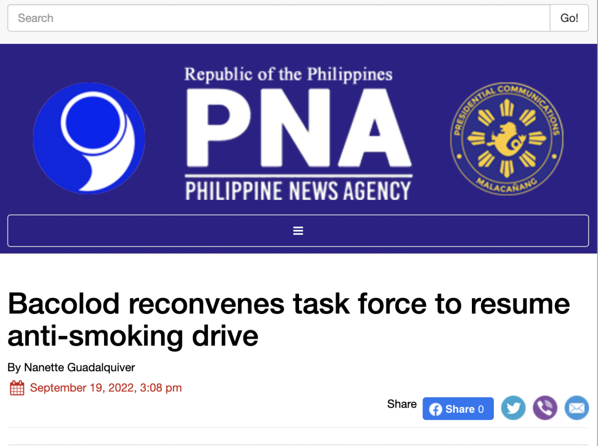 菲律宾巴科洛德市将恢复反吸烟运动