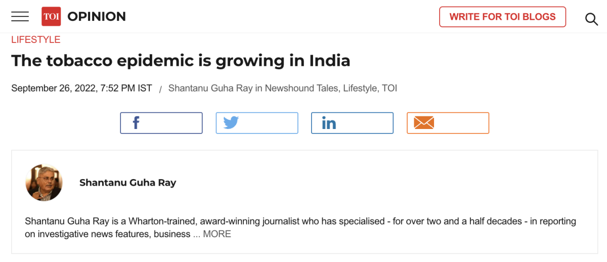 印度卫生部坚持禁止电子烟