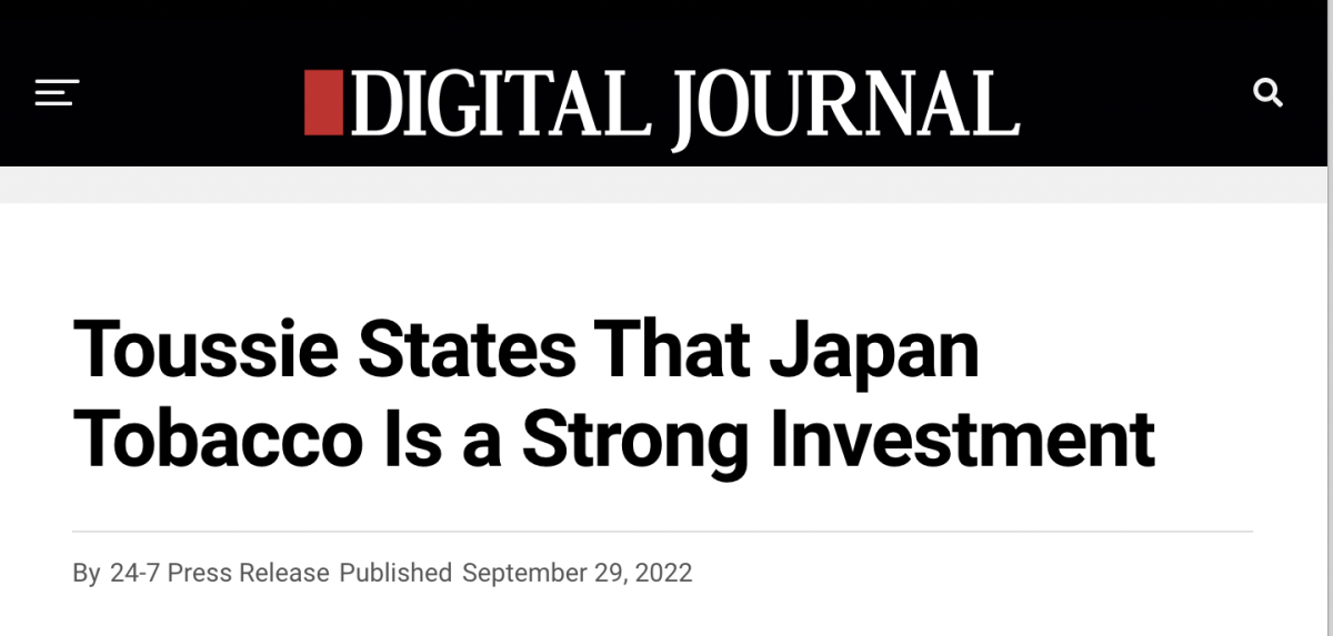 烟草投资者：日本烟草极具潜力