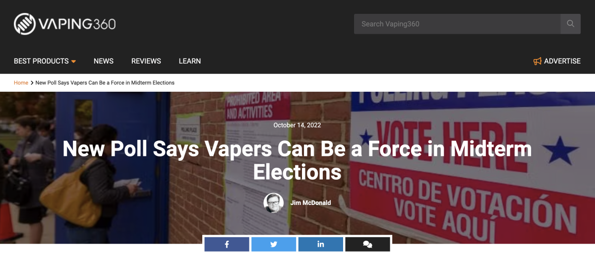 HarrisX民调：电子烟选民成为美国中期选举中的强大力量