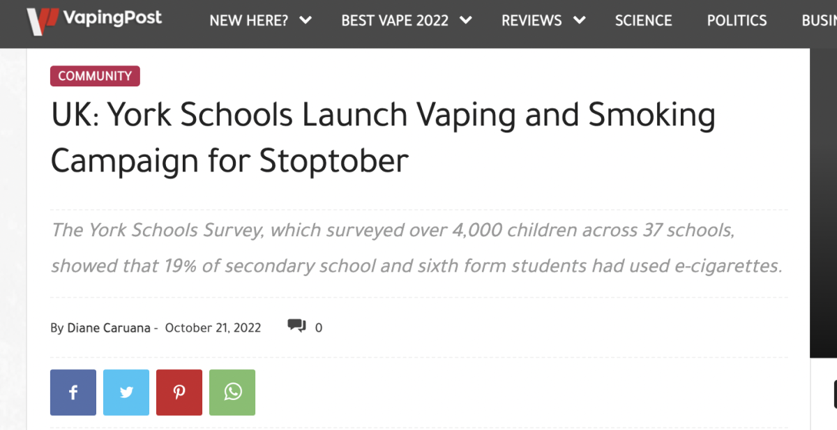 英国发起鼓励青少年使用电子烟戒烟活动