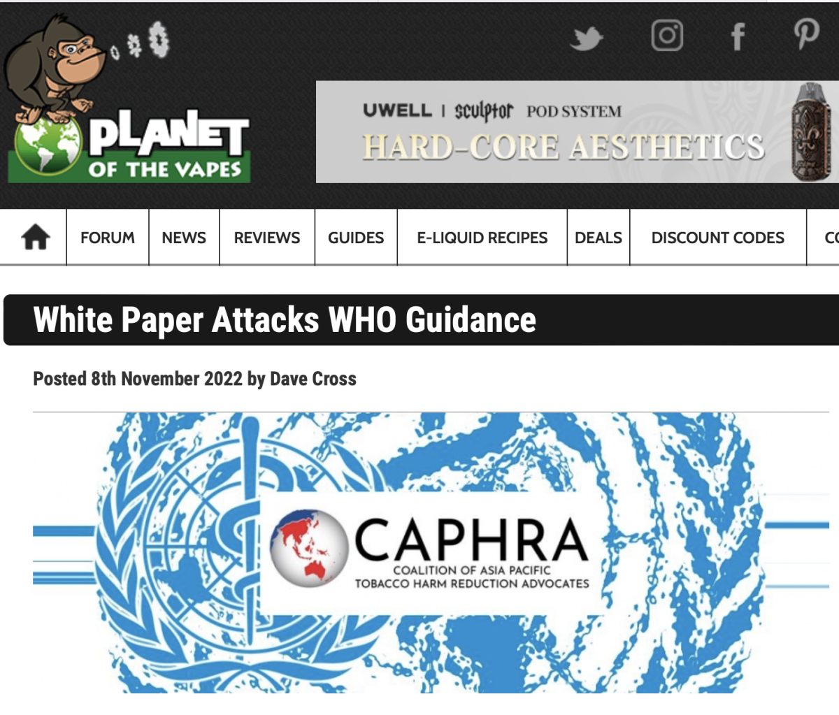 亚洲减害论坛白皮书抨击世卫组织观点