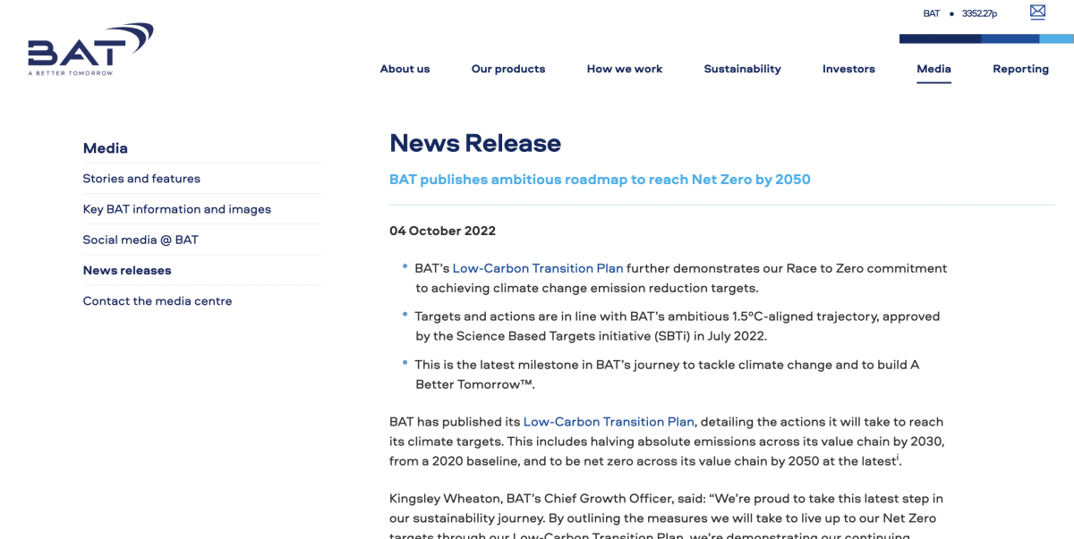 BAT anuncia plan de transición.