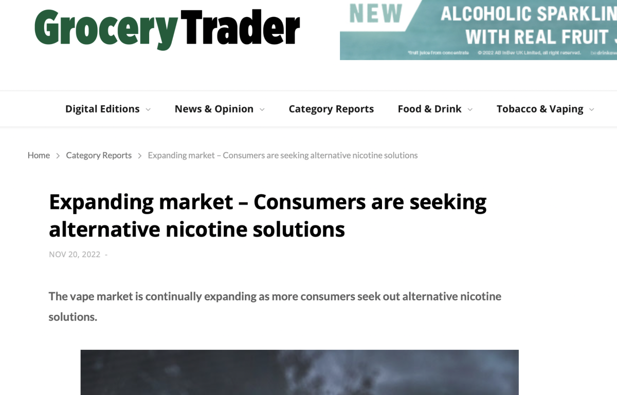 消费者正在寻求替代尼古丁解决方案