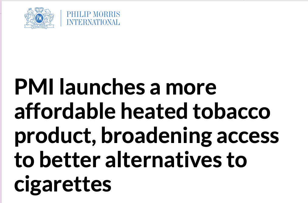 PMI：未来将为中低收入国家提供更多产品