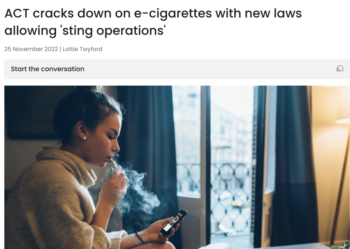 澳首都区将禁止售货机销售电子烟