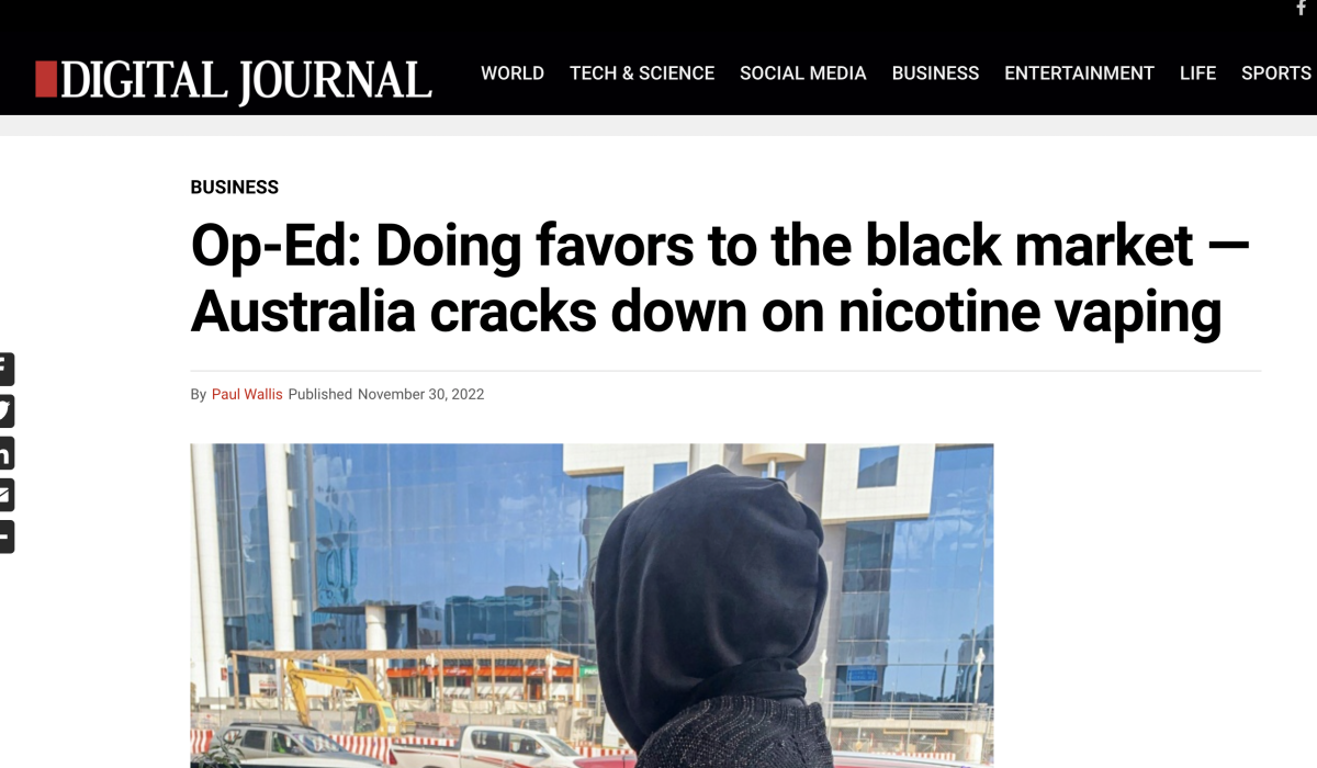 观点：澳大利亚打击尼古丁电子烟是在帮助黑市