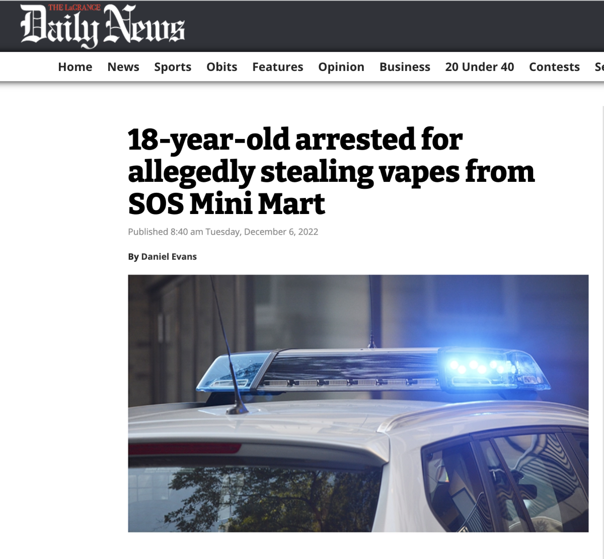 拉格朗日18岁男子因涉嫌从SOS Mini Mart偷窃电子烟而被捕