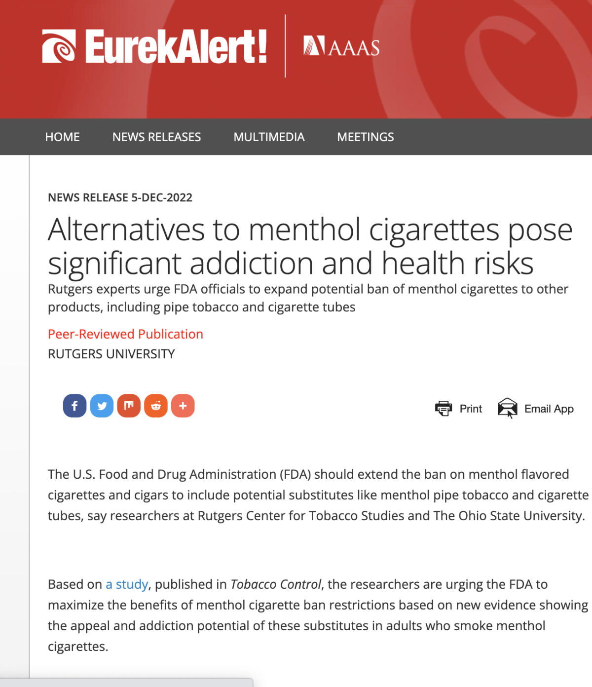 FDA敦促将薄荷醇禁令扩大到其他烟草产品