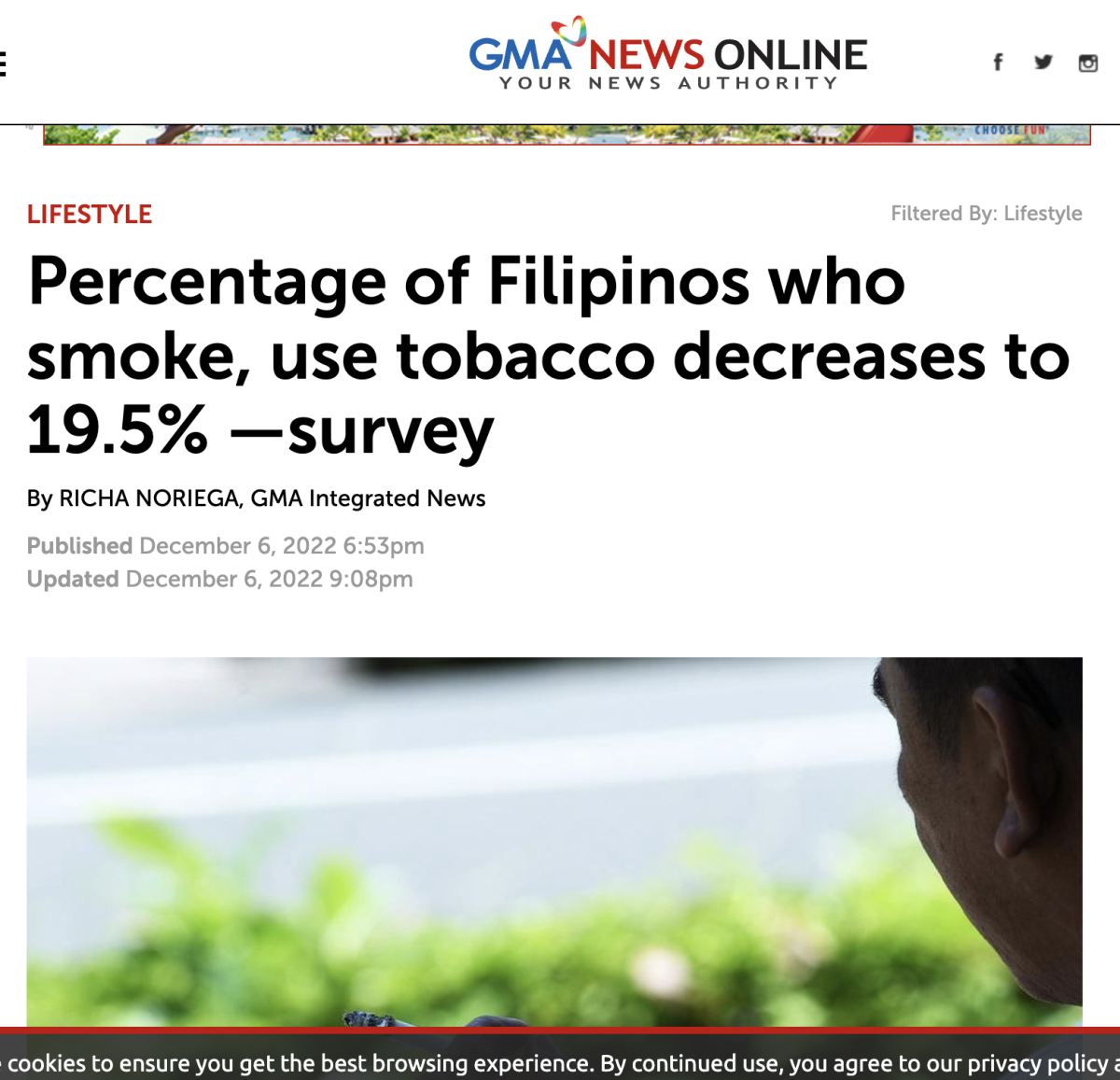 菲律宾人目前的吸烟率降至19.5%即1510万人