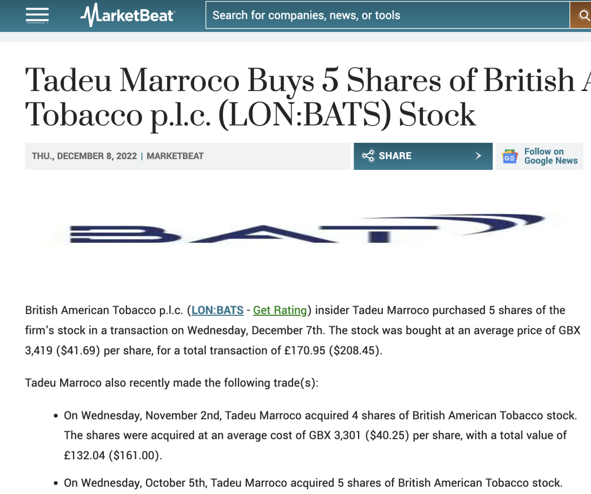 英美烟草宣布将于明年2月分红