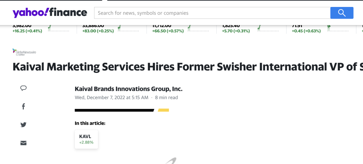 Bidi经销商聘请Swisher International 销售副总裁