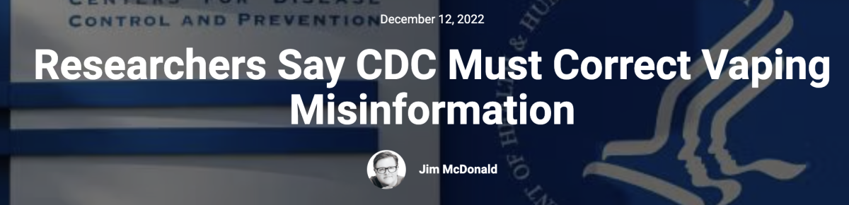 研究人员表示 CDC 必须纠正有关电子烟的错误信息