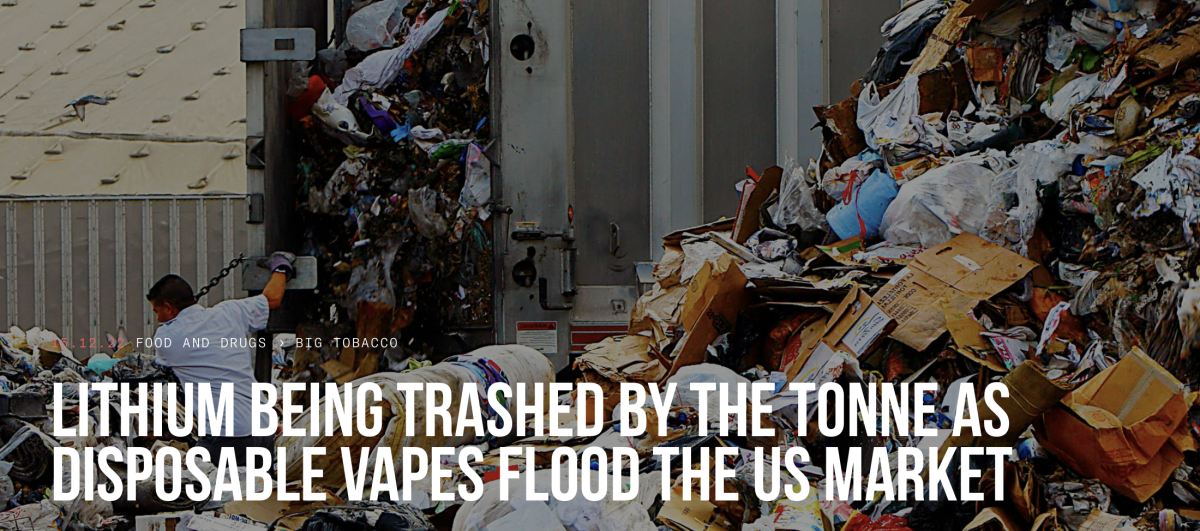 一次性电子烟充斥美国市场造成大量锂垃圾