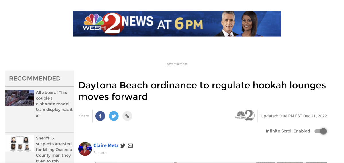 美国代托纳比奇规定水烟店需凌晨2点关门