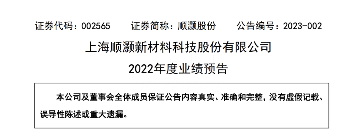 顺灏股份：因加大新型烟草投入等 2022年净利预亏4500万以上