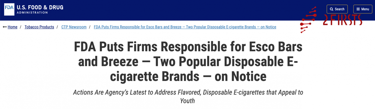 La FDA emite una advertencia a Esco Bar y Breeze