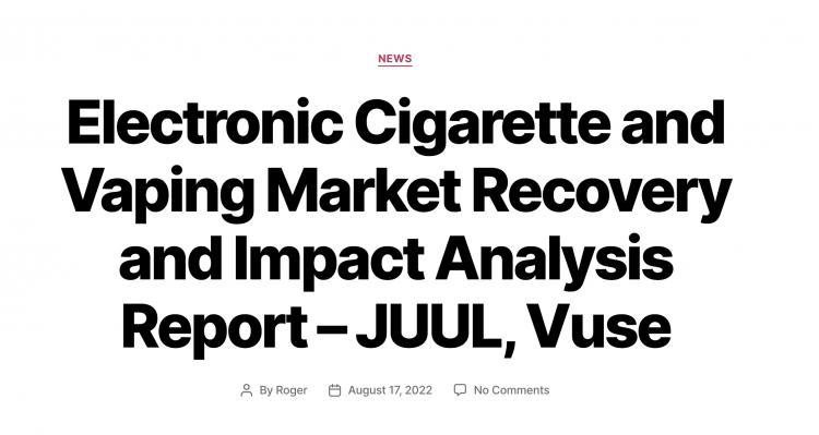 Electronic Cigarette and Vaping Market Research Report