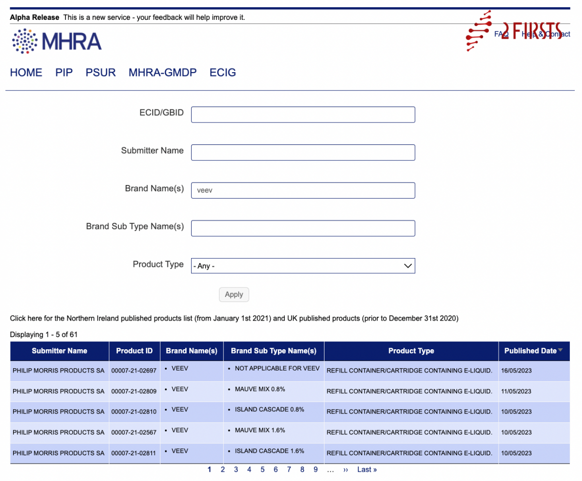 Are Philip Morris' Disposable Product VEEBA Selling Without Publishing by the MHRA?