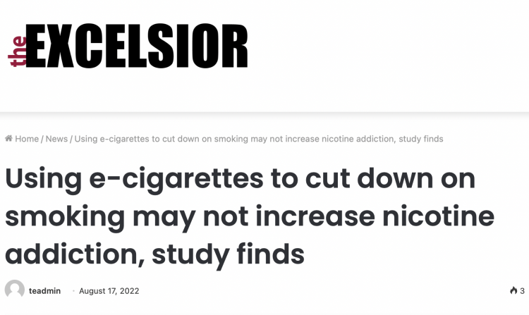 E-cigarettes as a low-risk alternative to smoking.