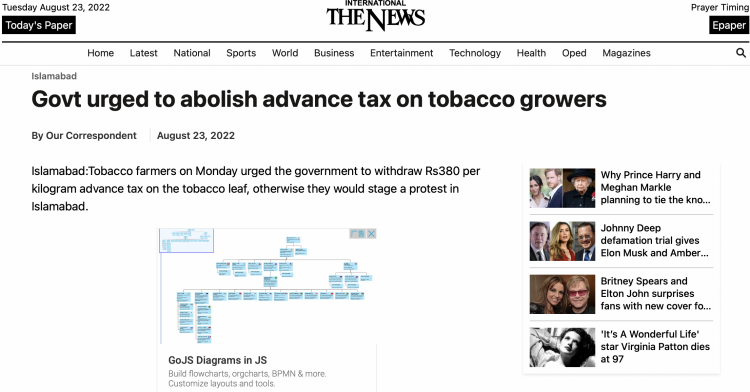 Agricultores de tabaco en Pakistán exigen la retirada del impuesto.