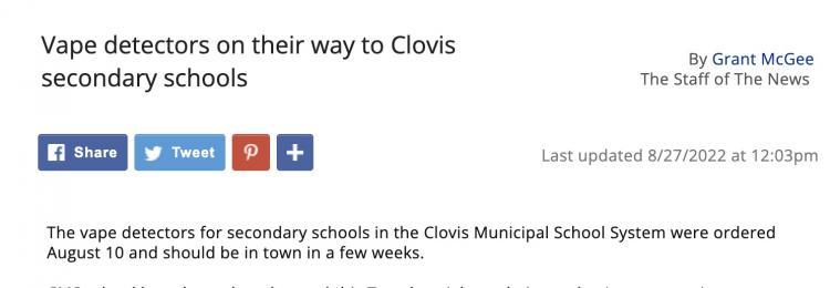 Electronic Vape Detector Ordered for Clovis School System