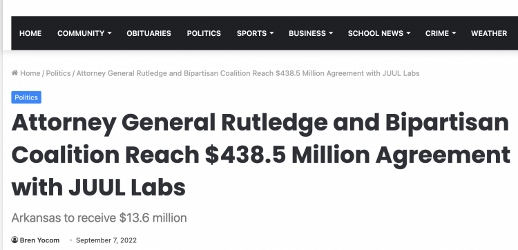 JUUL llega a un acuerdo de $438.5 millones con 34 estados por prácticas de comercialización.