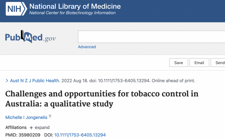 Challenges and Opportunities in Australian Tobacco Control: A Study