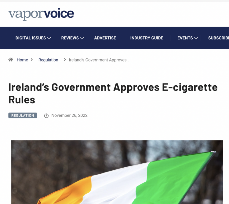 Ireland Implements Further Restrictions on Nicotine Products.