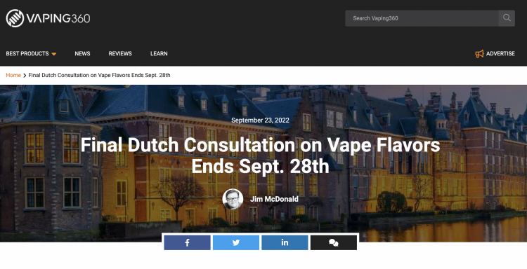 2FIRSTS Netherlands Considers Ban on Electronic Cigarette Flavors