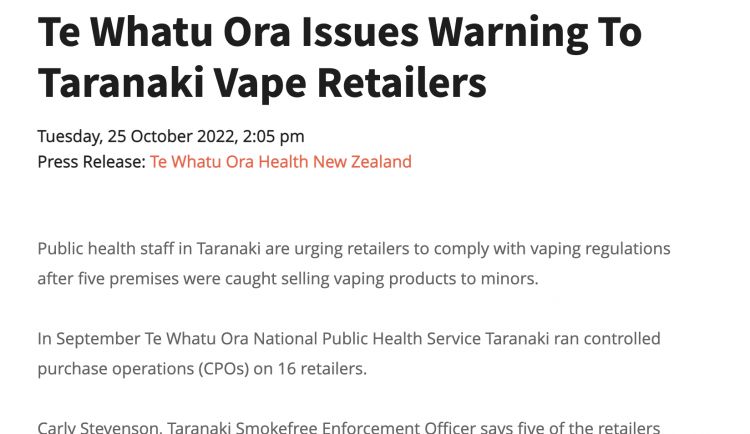 Taranaki Health Officials Urge Compliance with E-cigarette Regulations
