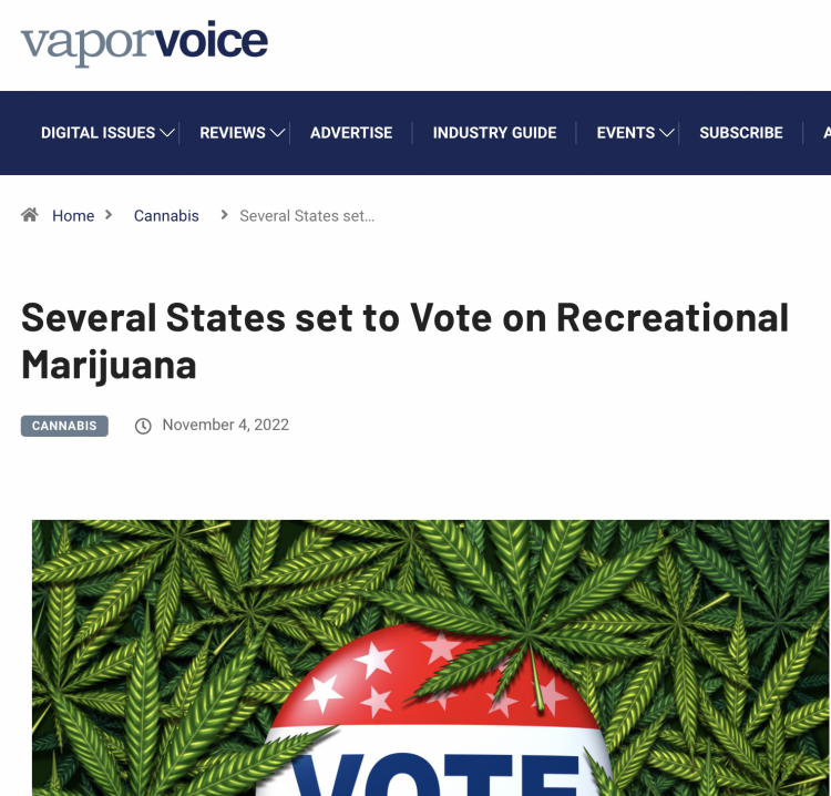 Cinco estados de EE. UU. votarán sobre la legalización de la marihuana.