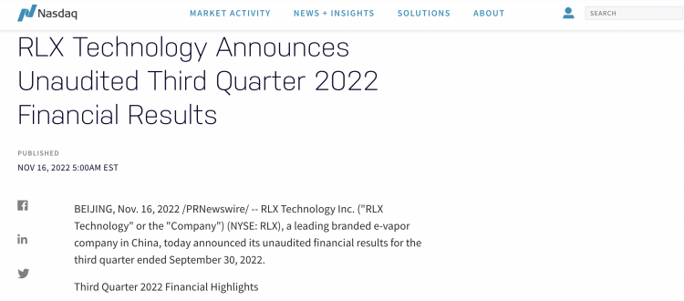 Informe de rendimiento del tercer trimestre de 2022 de RELX en NASDAQ