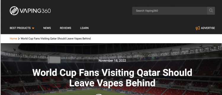 La Copa Mundial de Qatar prohíbe los cigarrillos electrónicos