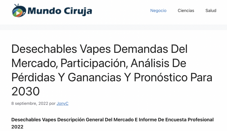 Informe de investigación del mercado global de cigarrillos electrónicos desechables 2022.
