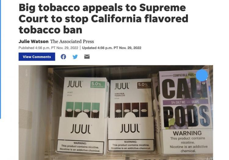 2firsts Us Tobacco Companies Challenge California Flavored Tobacco Ban 