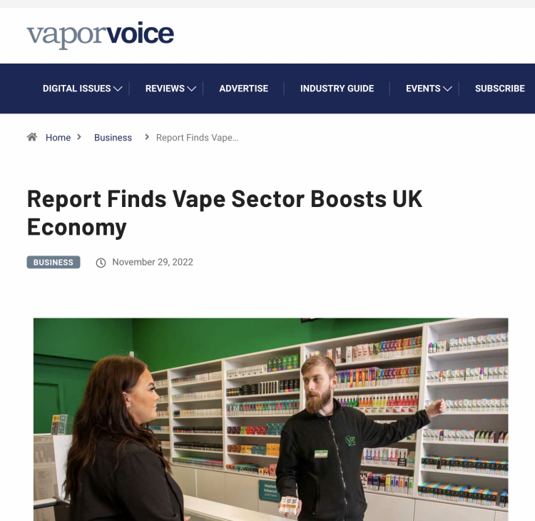 2FIRSTS UK E cigarette Industry has Positive Impact on Economy