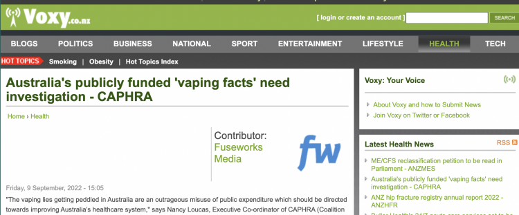 El Gobierno Australiano acusado de malversar fondos para combatir los cigarrillos electrónicos.