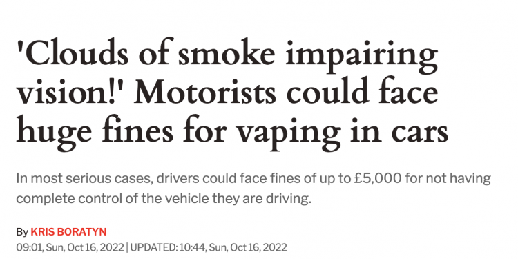 Smoking and E-Cigarettes While Driving: UK Regulations