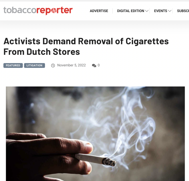 Activistas holandeses contra el tabaco exigen la retirada de los cigarrillos de los estantes.